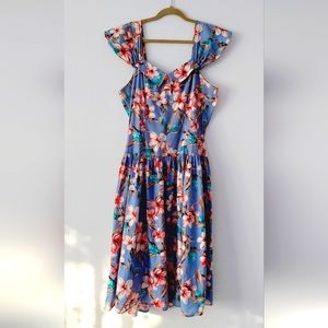 Vtg Malihini Hawaii Tiki Floral Midi Dress